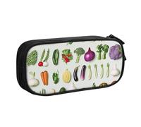 kkvhhyuo Introduction of Various Vegetables Print Large Capacity Pencil Case, Stationery Organizer Pencil Pouch Office Makeup Bag Portable Pen Bag for Boys Girls, Black