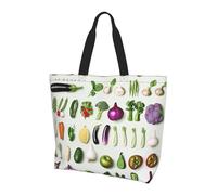 kkvhhyuo Introduction of various vegetables Print Shoulder Bag for Women Large Tote Bag Reusable Foldable Everyday Carryall for Work Shopping Travel Beach Outings.