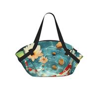 kkvhhyuo Japanese Pretty Koi Fishs Print Camping Bag Foldable Shopping Beach Shoulder Bags with Convertible Pad Design for Beach, Picnics, Hiking & Festival Use.