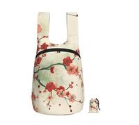 kkvhhyuo Japanese Spring Plum Floral Print Foldable Backpack, Ultra Lightweight 16L Compact Travel Pack with Storage Bag Design for Hiking Daily Commute Shopping and Outdoor Adventures