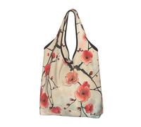 kkvhhyuo Japanese Spring Plum Floral Print Print Large Foldable Shopping Tote Bag 1 Pc, Reusable Tote Bags Washable Travel Recycle Folding Shopping Bag For Grocery, Outdoor Camping, Daily Use