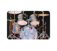kkvhhyuo Jazz Drum Print Door mat 16 x 24 Inch, Washable Muddy Dirt Absorbent Low-Profile with Rubber Backing Indoor Door mat for Front Door, Kitchen, Pet Area, Laundry Room