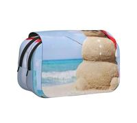 kkvhhyuo Kids Pencil Case, Flip-Top Pen Box Cute Pen Bag for School Office Supplies(Beach Sandy Snowman)