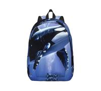 kkvhhyuo Killer Whale Print Canvas Backpack, Lightweight School Backpack Travel Laptop Backpack for Men Women Work Sports Travel Flight, S