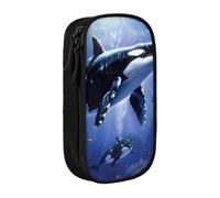 kkvhhyuo Killer Whale Print Large Pencil Case, Zip Smooth Pencil Pouch for Girls Boys with 2 Compartment Multifunctional Pencils Bag for School Office Travel Makeup Bags, Black