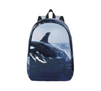 kkvhhyuo Killer Whale print Print Canvas Backpack, Lightweight School Backpack Travel Laptop Backpack for Men Women Work Sports Travel Flight, S