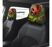 kkvhhyuo Ladybug Print Car Headrest Cover 2 Pcs, Soft Polyester Headrest Pillow Cover Protector with Stretch Fit Universal Fit Seat Cover for Cars SUVs Trucks