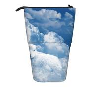 kkvhhyuo Lamb with A Lion On The Clouds Printed Pencil Case, Standing Telescopic Pencil Pouch, Large Pencil Bag Portable Pen Box for School Office Makeup Travel