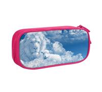 kkvhhyuo Lamb with A Lion On The Clouds Printed Pink Pencil Case Large Capacity Double Layer Stationery Organizer Pencil Bag Zipper Pouch for Students Office Travel