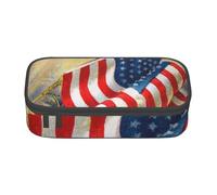 kkvhhyuo Large Capacity Pencil Case with Compartments, Big American USA Flag Eagle Art Print Pencil Bag Portable Pencil Bag Pen Pouch Organizer for Boys Girls Teen College Students School Adults