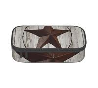 kkvhhyuo Large Capacity Pencil Case with Compartments, Big Rustic Wood Door Texas Star Print Pencil Bag Portable Pencil Bag Pen Pouch Organizer for Boys Girls Teen College Students School Adults