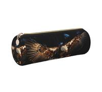 kkvhhyuo Leather Pencil PU Leather Cosmetic Makeup Bag, 3D Bald Eagle Printed Pen Bags with Gold Zipper Storage Box for School College Office Travel