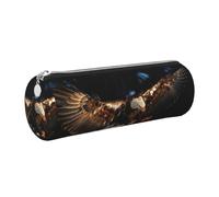kkvhhyuo Leather Pencil PU Leather Cosmetic Makeup Bag, 3D Bald Eagle Printed Pen Bags with Silver Zipper Storage Box for School College Office Travel