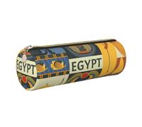 kkvhhyuo Leather Pencil PU Leather Cosmetic Makeup Bag, Ancient Egypt Tribe Series Printed Pen Bags with Gold Zipper Storage Box for School College Office Travel