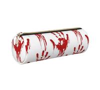 kkvhhyuo Leather Pencil PU Leather Cosmetic Makeup Bag, Bloody Handprints Printed Pen Bags with Gold Zipper Storage Box for School College Office Travel