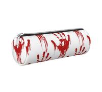 kkvhhyuo Leather Pencil PU Leather Cosmetic Makeup Bag, Bloody Handprints Printed Pen Bags with Silver Zipper Storage Box for School College Office Travel