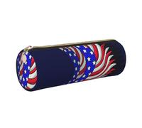 kkvhhyuo Leather Pencil PU Leather Cosmetic Makeup Bag, Patriotic Eagle Printed Pen Bags with Gold Zipper Storage Box for School College Office Travel