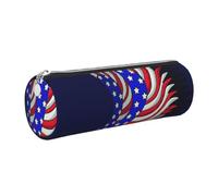 kkvhhyuo Leather Pencil PU Leather Cosmetic Makeup Bag, Patriotic Eagle Printed Pen Bags with Silver Zipper Storage Box for School College Office Travel