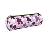 kkvhhyuo Leather Pencil PU Leather Cosmetic Makeup Bag, Purple Poodle Polka Dot Printed Pen Bags with Gold Zipper Storage Box for School College Office Travel