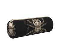 kkvhhyuo Leather Pencil PU Leather Cosmetic Makeup Bag, Scary Spider Printed Pen Bags with Gold Zipper Storage Box for School College Office Travel