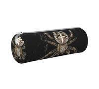 kkvhhyuo Leather Pencil PU Leather Cosmetic Makeup Bag, Scary Spider Printed Pen Bags with Silver Zipper Storage Box for School College Office Travel