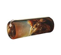 kkvhhyuo Leather Pencil PU Leather Cosmetic Makeup Bag, SciFi Lion Printed Pen Bags with Gold Zipper Storage Box for School College Office Travel