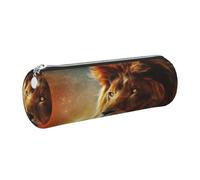 kkvhhyuo Leather Pencil PU Leather Cosmetic Makeup Bag, SciFi Lion Printed Pen Bags with Silver Zipper Storage Box for School College Office Travel