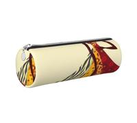 kkvhhyuo Leather Pencil PU Leather Cosmetic Makeup Bag, Traditional African Girl Painting Printed Pen Bags with Silver Zipper Storage Box for School College Office Travel