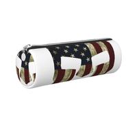 kkvhhyuo Leather Pencil PU Leather Cosmetic Makeup Bag, USA Flag American Spartan Printed Pen Bags with Silver Zipper Storage Box for School College Office Travel