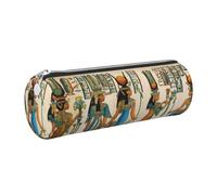 kkvhhyuo Leather Pencil PU Leather Cosmetic Makeup Bag, Women in Ancient Egypt Printed Pen Bags with Silver Zipper Storage Box for School College Office Travel