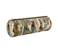 kkvhhyuo Leather Pencil PU Leather Cosmetic Makeup Bag, Women in Ancient Egypt Printed Pen Bags with Gold Zipper Storage Box for School College Office Travel