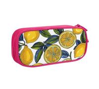 kkvhhyuo Lemon Fruit Pattern Print Large Capacity Pencil Case, Stationery Organizer Pencil Pouch Office Makeup Bag Portable Pen Bag for Boys Girls, Pink