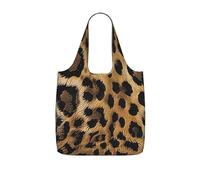 kkvhhyuo Leopard Pattern Print Reusable Shopping Tote Bags, Large Grocery Tote Bags Foldable in a Pouch, Washable Grocery Shopping Bags for Daily Shopping Travel Storage