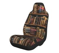 kkvhhyuo Library Bookshelf Book Print Car Seat Cover 2 PCS, Accessorie Seat Protector Universal Front Fit for Family Cars SUVs Vans