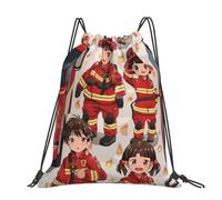 kkvhhyuo Little Boys and Girls in FireFighters Printed Drawstring Backpack Large Foldable Draw String Bag with Adjustable Straps for Sports Travel Swimming School