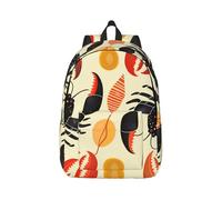 kkvhhyuo Lobster and Crab Print Canvas Backpack, Lightweight School Backpack Travel Laptop Backpack for Men Women Work Sports Travel Flight, S