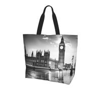 kkvhhyuo London Print Shoulder Bag for Women Large Tote Bag Reusable Foldable Everyday Carryall for Work Shopping Travel Beach Outings.