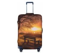 kkvhhyuo Lonely Bench Sunset Luggage Cover Protector, Black, X-Large | Suitcase Cover, Washable, Travel Stretch Baggage Case Protective, Carry On Cover,