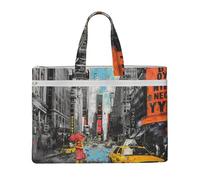 kkvhhyuo Love from New York Print Document Bag, Lightweight Canvas Bag Handbag with Dual Zip Canvas Tote File Bag for Work Commuting Study and Everyday Carry