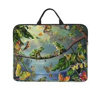 kkvhhyuo Many Frogs Sing on The Branches Summer Butterflies Print Laptop Sleeve Case 14 Inch, Slim Profile Computer Cover Bag with Handle for Men and Women Work, Commuting & Travel