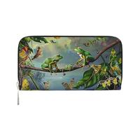 kkvhhyuo Many Frogs Sing on The Branches Summer Butterflies Print Long Leather Wallet Large Capacity Clutch with 8 Card Slots, Zip Coin Pocket & Dual Cash Compartments for Women, Men.