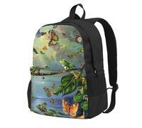 kkvhhyuo Many Frogs Sing on The Branches Summer Butterflies Printed Large Capacity Backpack, Laptop Backpack with Laptop Compartment, School Backpack Travel Rucksack for School Work Hiking