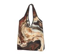 kkvhhyuo Marble Mixed Brown Print Large Foldable Shopping Tote Bag 1 Pc, Reusable Tote Bags Washable Travel Recycle Folding Shopping Bag For Grocery, Outdoor Camping, Daily Use