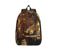 kkvhhyuo Merry Christmas and Happy New Year Print Canvas Backpack, Lightweight School Backpack Travel Laptop Backpack for Men Women Work Sports Travel Flight, M