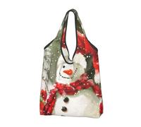 kkvhhyuo Merry Christmas With Happy Snowman Print Large Foldable Shopping Tote Bag 1 Pc, Reusable Tote Bags Washable Travel Recycle Folding Shopping Bag For Grocery, Outdoor Camping, Daily Use