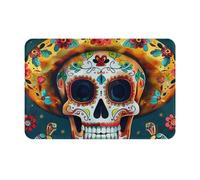 kkvhhyuo Mexican Skull Print Door mat 16 x 24 Inch, Washable Muddy Dirt Absorbent Low-Profile with Rubber Backing Indoor Door mat for Front Door, Kitchen, Pet Area, Laundry Room
