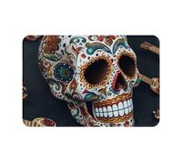 kkvhhyuo Mexican Skull Print Door mat 16 x 24 Inch, Washable Muddy Dirt Absorbent Low-Profile with Rubber Backing Indoor Door mat for Front Door, Kitchen, Pet Area, Laundry Room