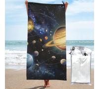kkvhhyuo Microfiber Beach Towel, Exploring the Solar System Printed Lightweight Quick Dry Travel Bath Sheet with Compact Carry Bag for Swimming Yoga Camping Gym,31.5"x63"