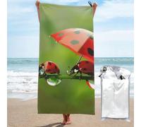 kkvhhyuo Microfiber Beach Towel, Funny Ladybug Printed Lightweight Quick Dry Travel Bath Sheet with Compact Carry Bag for Swimming Yoga Camping Gym,31.5"x63"