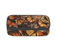 kkvhhyuo Monarch Butterflies Print Large Capacity Pencil Case, Stationery Pencils Case Bag with Compartments, Portable Pencil Pouch Pencil Bag with Zipper for Students Teachers Office